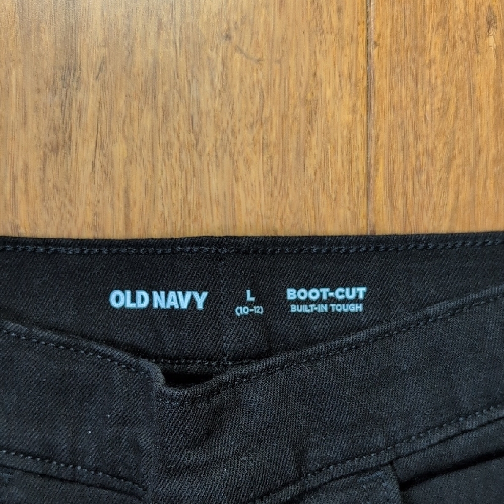 Old Navy Pull-On Boot Cut Black Jeans Size Med 10-12 - Picture 3 of 9